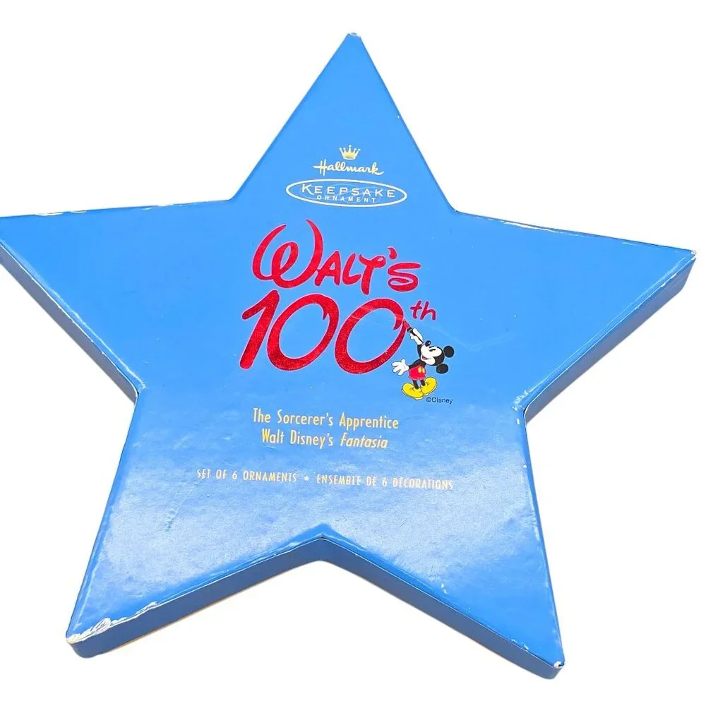 Vintage 2001 Walt Disney 100th Hallmark Keepsake Ornaments in Box SET OF‎ 6